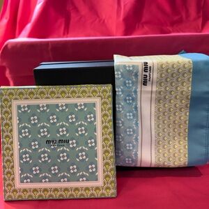 Miu Miu Floral Blue and Cream Scarf